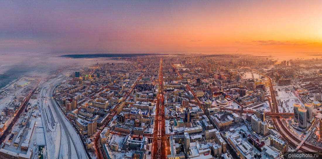 Панорама зимнего Новосибирска с высоты фото