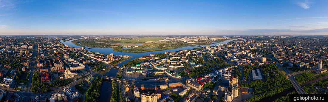 Панорама Омска с высоты птичьего полёта фото