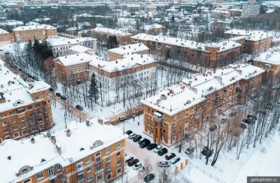 Улица Мира в Ухте зимой с высоты фото