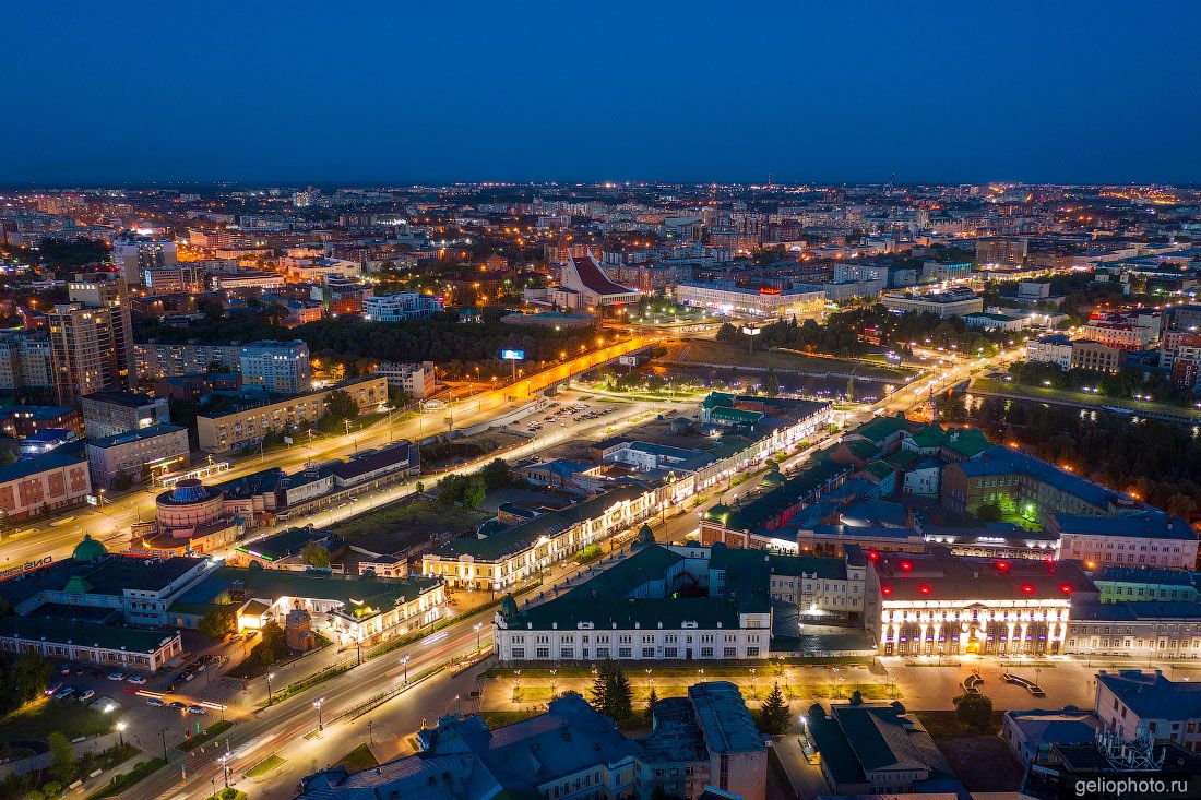 Центр вечернего Омска с высоты фото