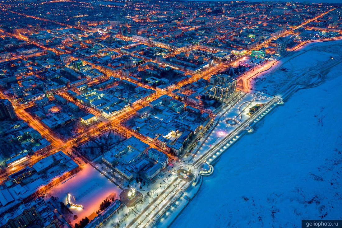 Вид сверху на Благовещенск фото