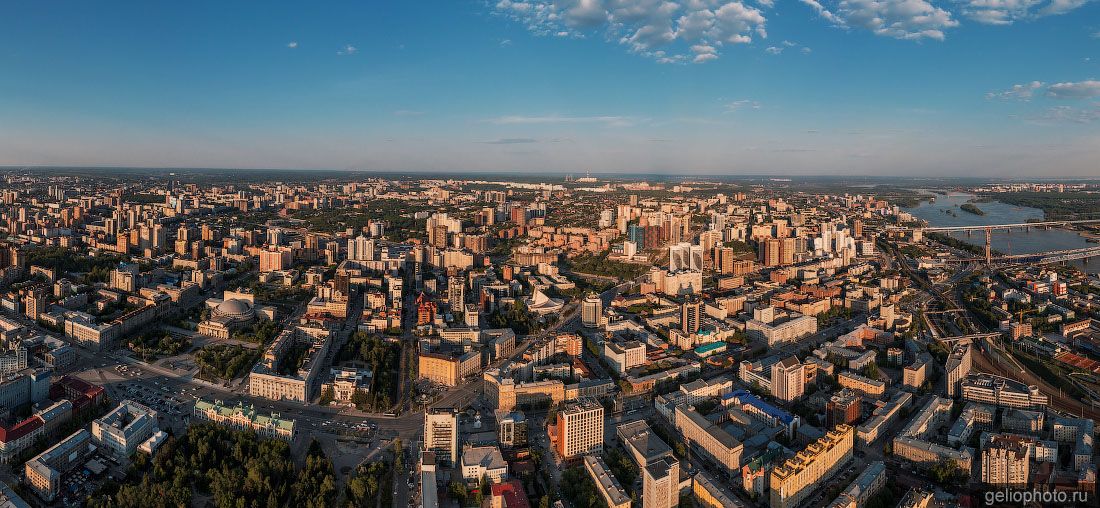 Панорама центра Новосибирска с высоты фото