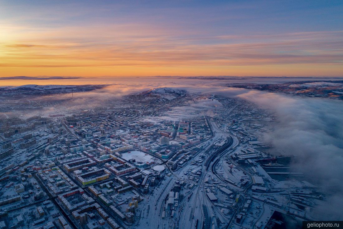 Зимний Мурманск вид сверху фото