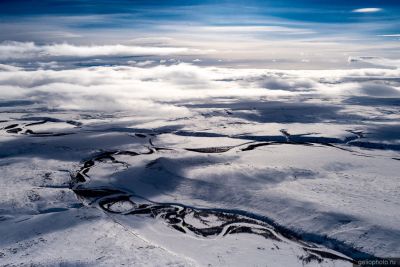 Река Пустая на Камчатке с высоты фото