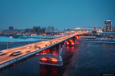Коммунальный мост в Красноярске зимой фото