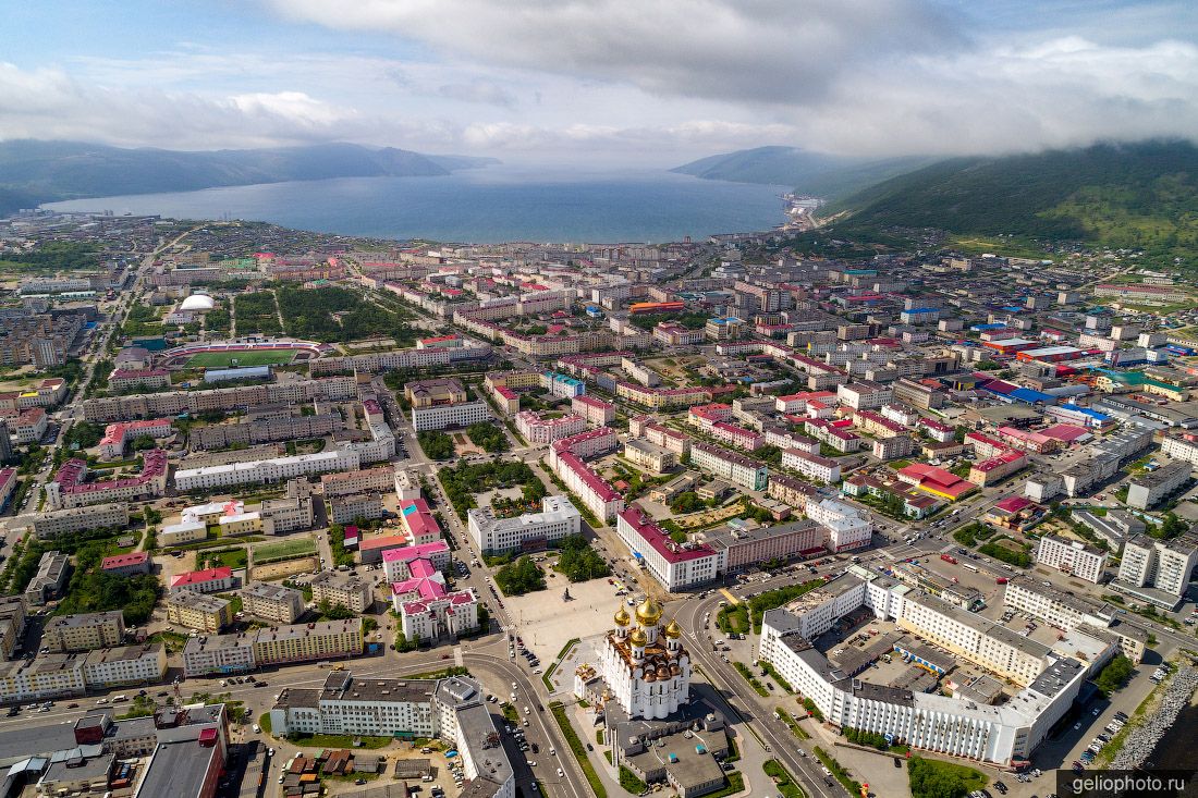 Центр Магадана с высоты фото