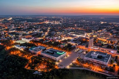 Центр Ульяновска на закате с высоты фото