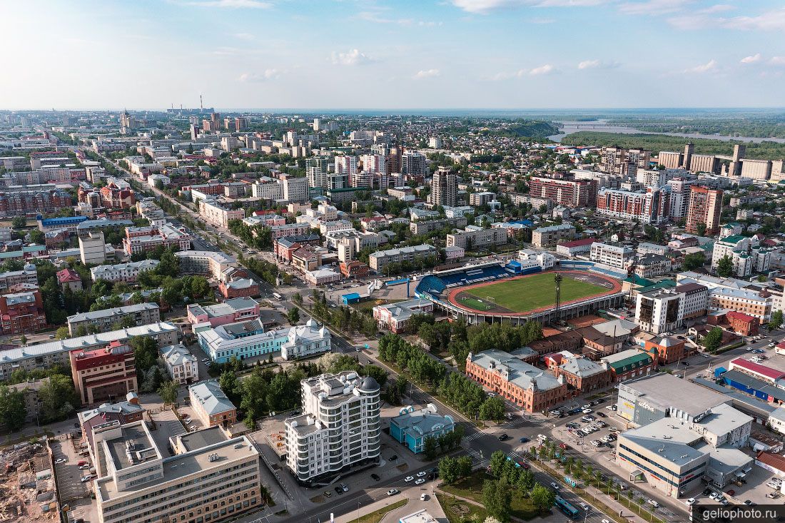 Проспект Ленина в Барнауле с высоты фото