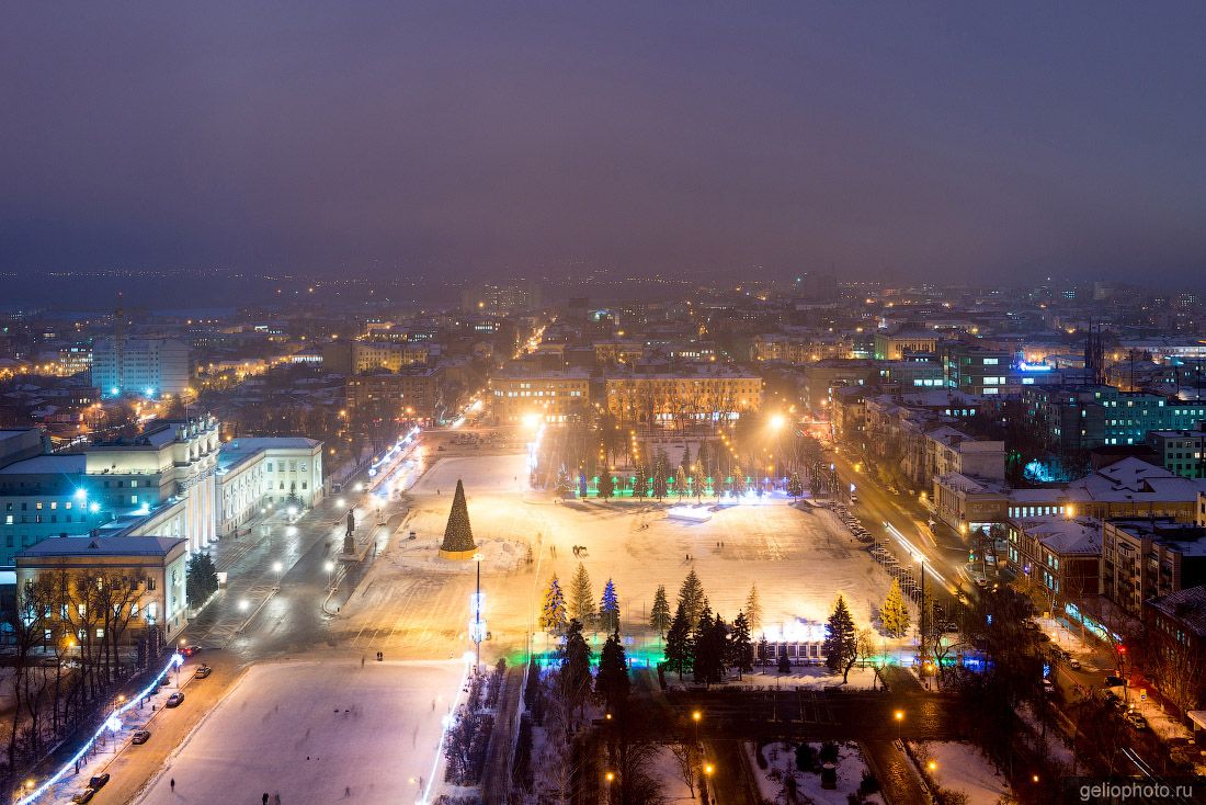 Ночная Самара зимой с высоты фото