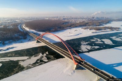 Бугринский мост в Новосибирске с высоты фото