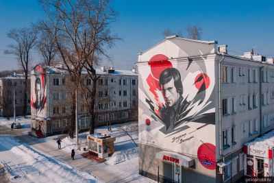 Граффити-портрет Высоцкого в Новокузнецке фото