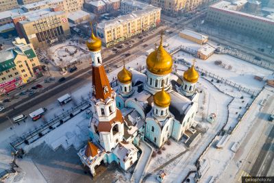 Казанский собор в Чите с высоты фото