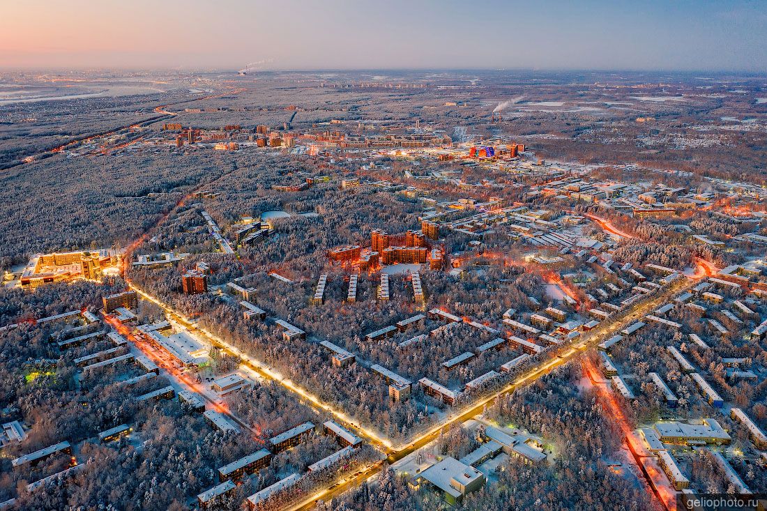 Академгородок в Новосибирске с высоты зимой фото