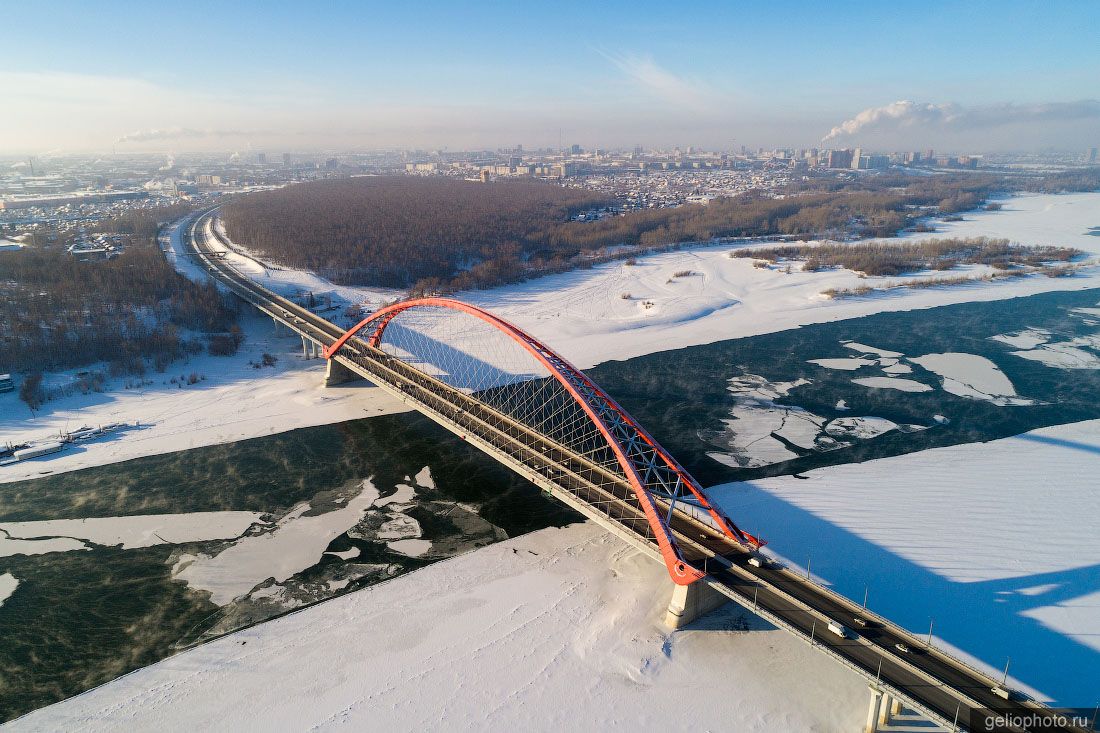 Бугринский мост в Новосибирске с высоты фото