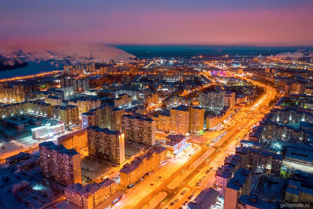 Вечерний Нижневартовск с высоты фото