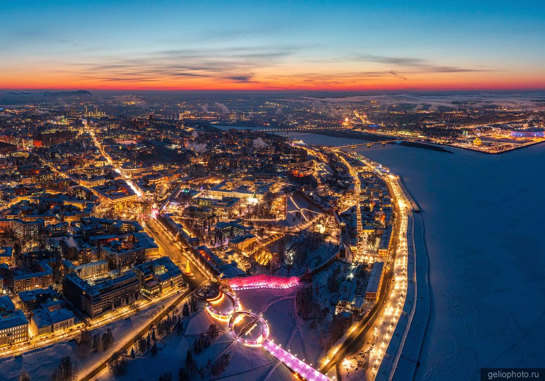 Нижний Новгород вечером с высоты фото