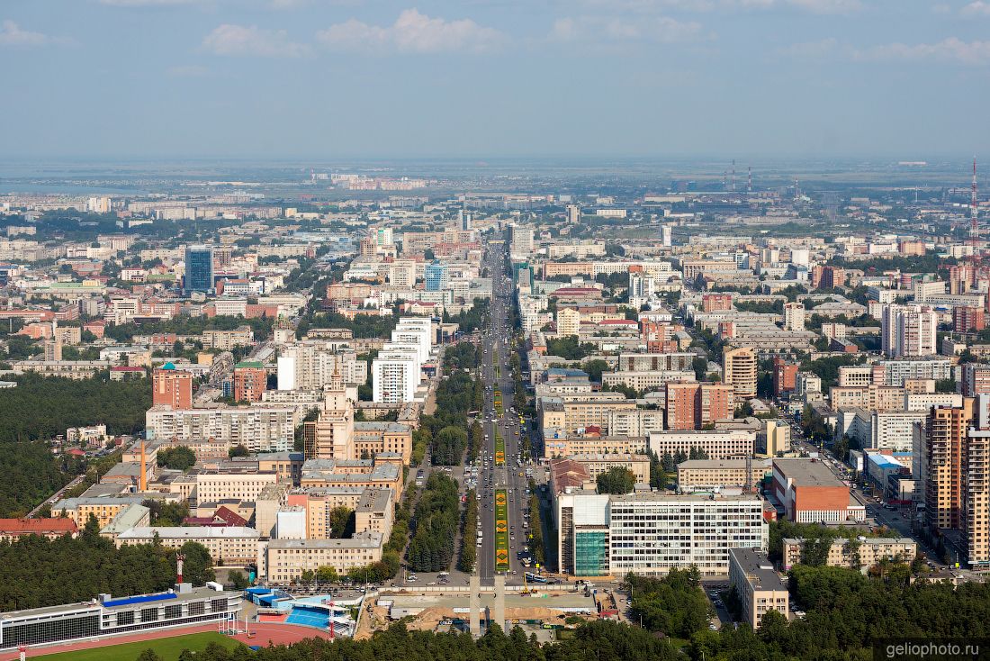 Проспект Ленина в Челябинске с высоты фото