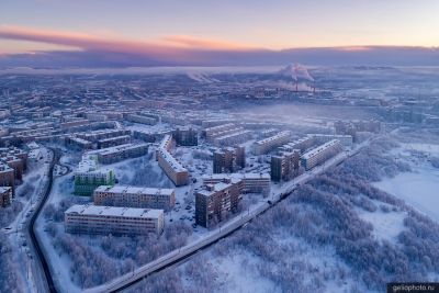 Зимний Мурманск с высоты фото