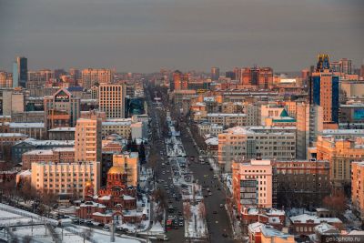 Красный проспект в Новосибирске зимой фото