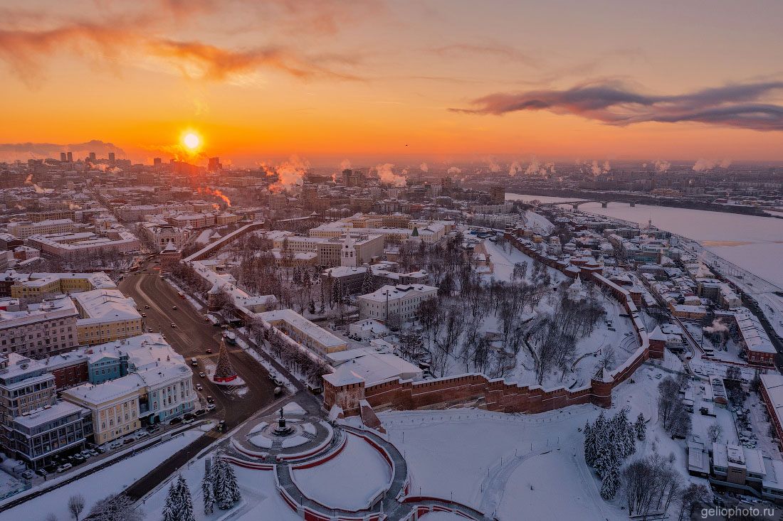 Нижегородский кремль зимой с высоты фото