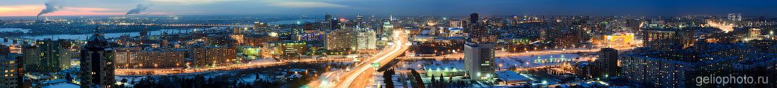 Панорама вечернего Новосибирска фото