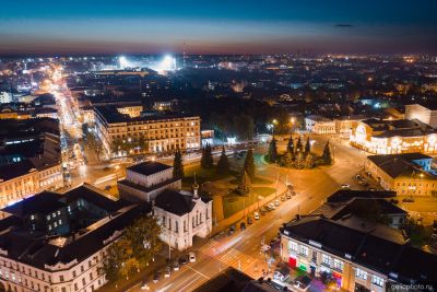 Площадь Волкова в Ярославле с высоты фото