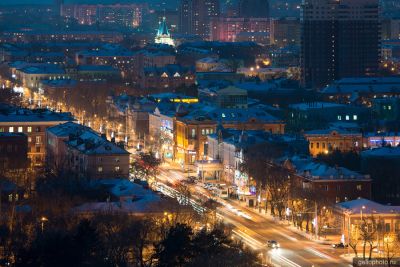 Улица Ленина в Благовещенске вечером фото