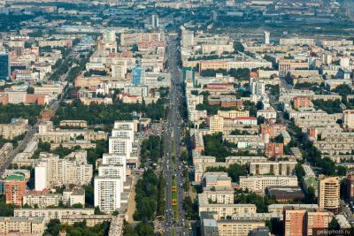Проспект Ленина в Челябинске с высоты фото