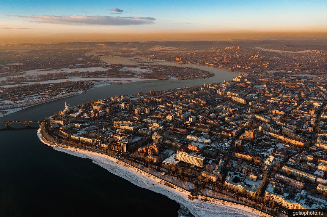 Зимний Иркутск с высоты фото